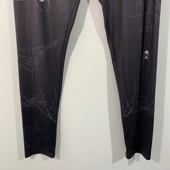 Pumpkins & Lotions Women's Black Spiders Web Pull On Leggings Size L - Picture 3 of 7